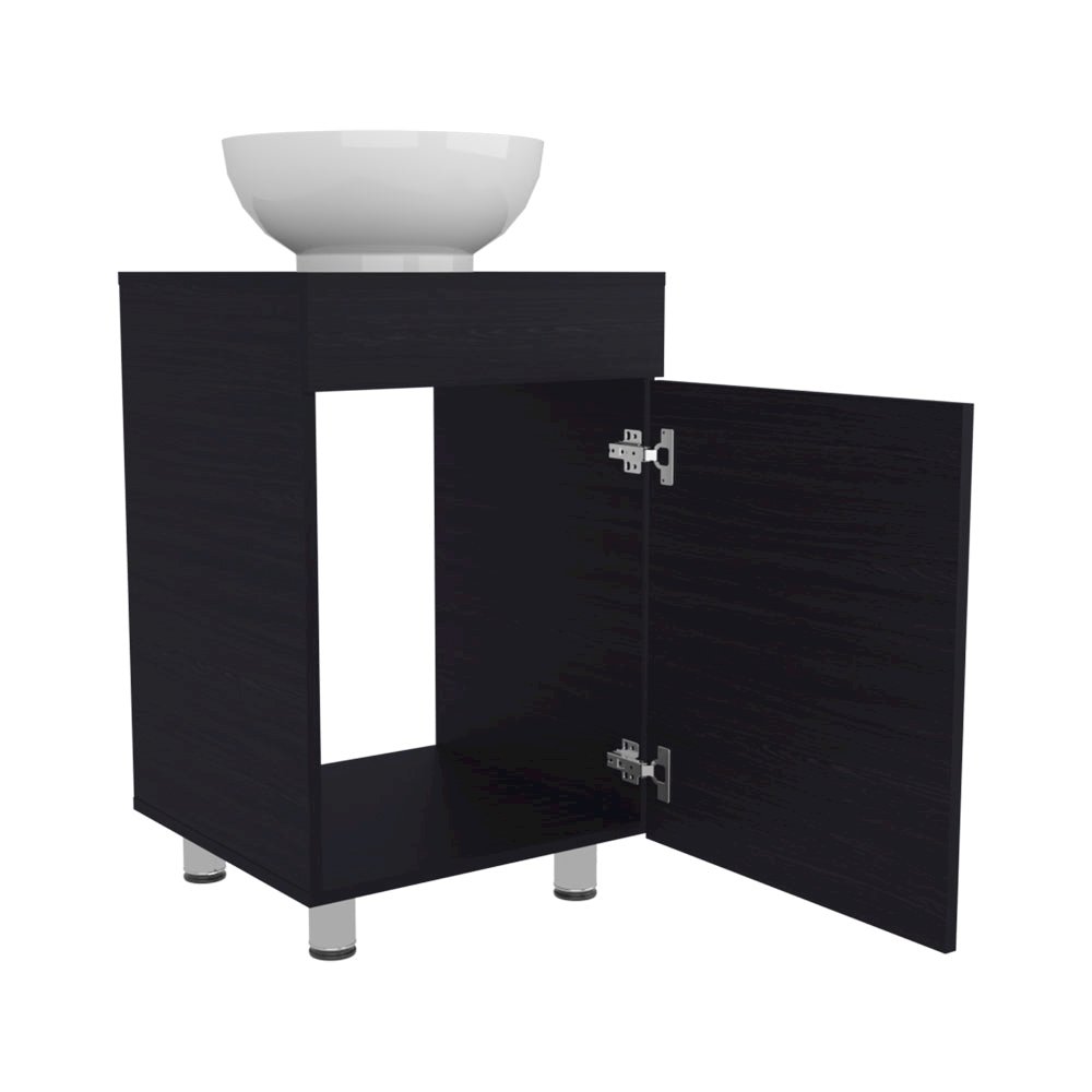 Vanity Sink Black Manufactured Wood Finish, Single Door Storage, Ceramic Basin. Picture 4