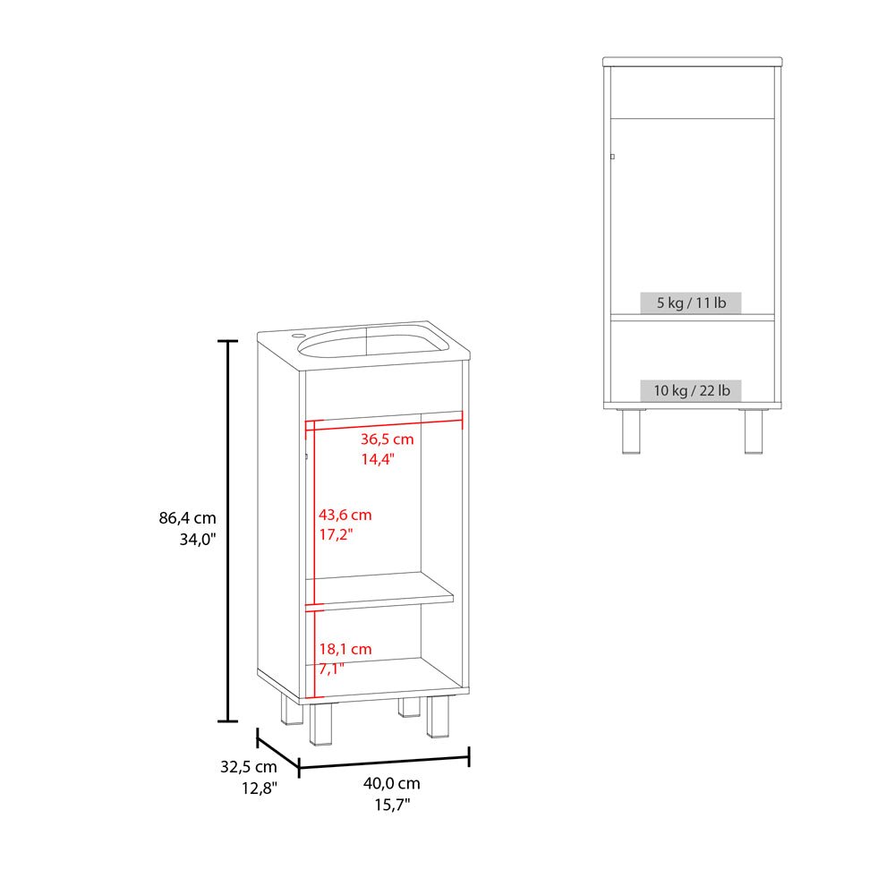 Vanity Sink, Modern Floor Cabinet, Single Door Storage, Manufactured Wood Finish. Picture 6