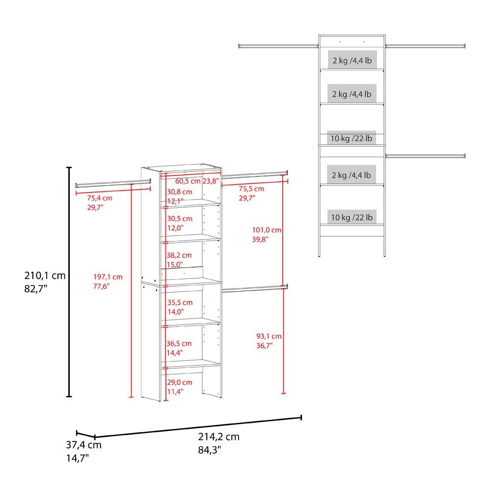 Cassville Closet System White – Open Wardrobe Organizer with Shelves. Picture 4