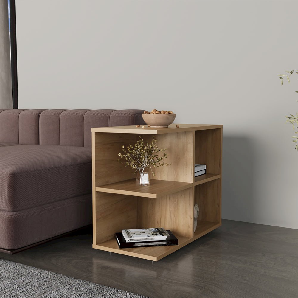 Latham Table, Modern Side Table with 4 Open Storage Compartments. Picture 6