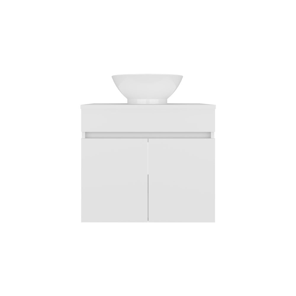Vessel Sink Vanity Kronos, Modern Floating, Round Bowl Sink, Double-Door Storage. Picture 1