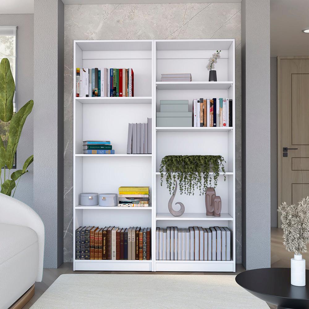 Benzoni 2 Piece Living Room Set with 2 Bookcases, White. Picture 2