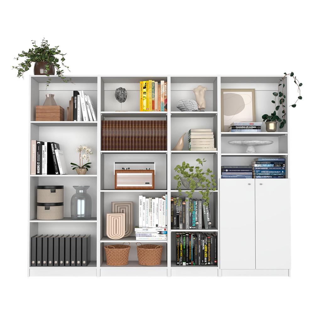 Clawson 4 Piece Living Room Set with 4 Bookcases, White. Picture 1