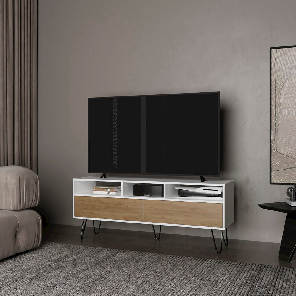 Glenns Ferry Tv Stand, Living Room,  White/Macadamia. Picture 5
