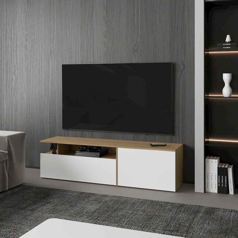 Summerfield Tv Stand, Living Room, White/Ligth Pine. Picture 6