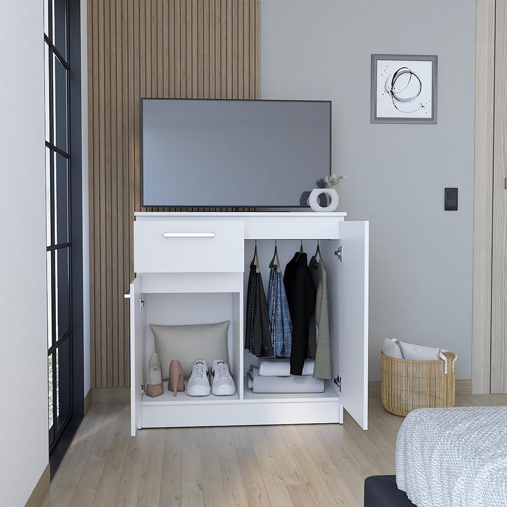 Multi-Functional Dresser Carlin with  Drawers and Top Surface as TV Stand, White. Picture 2