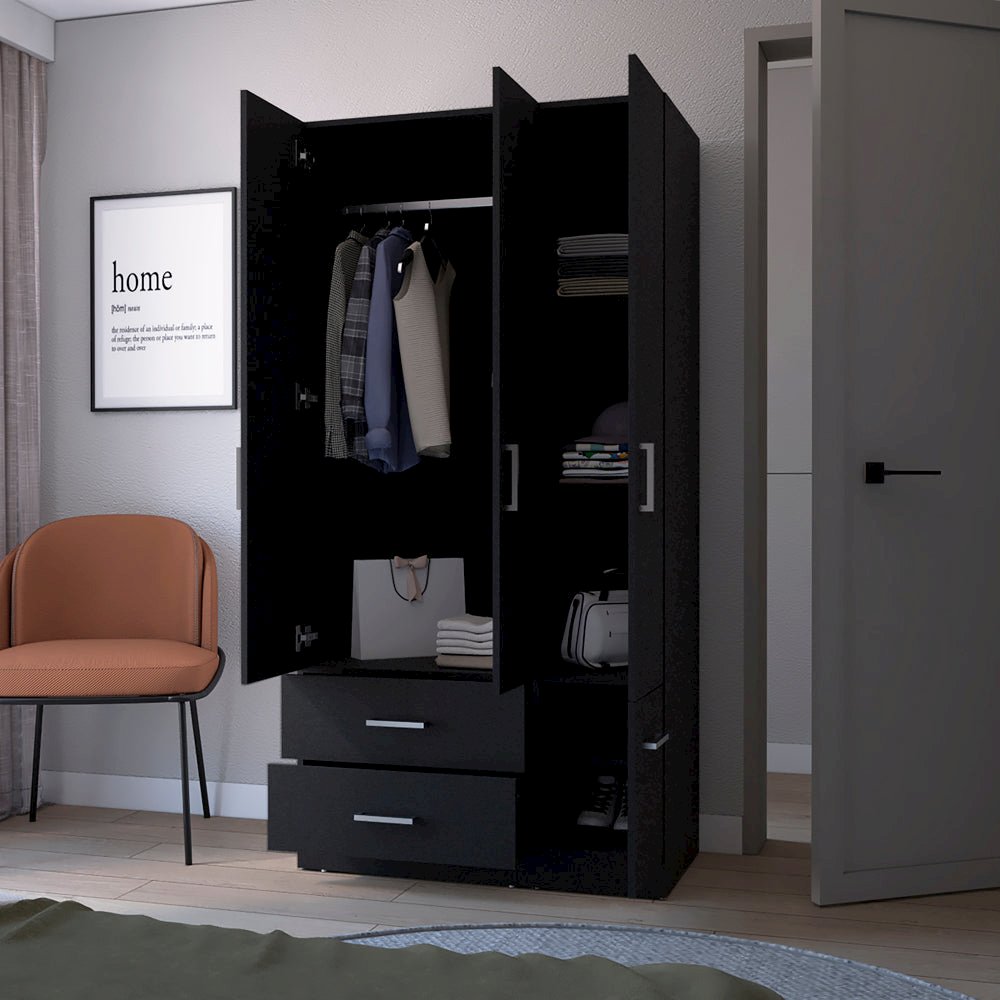 Four Door Armoire Crosby, Bedroom, Black. Picture 5