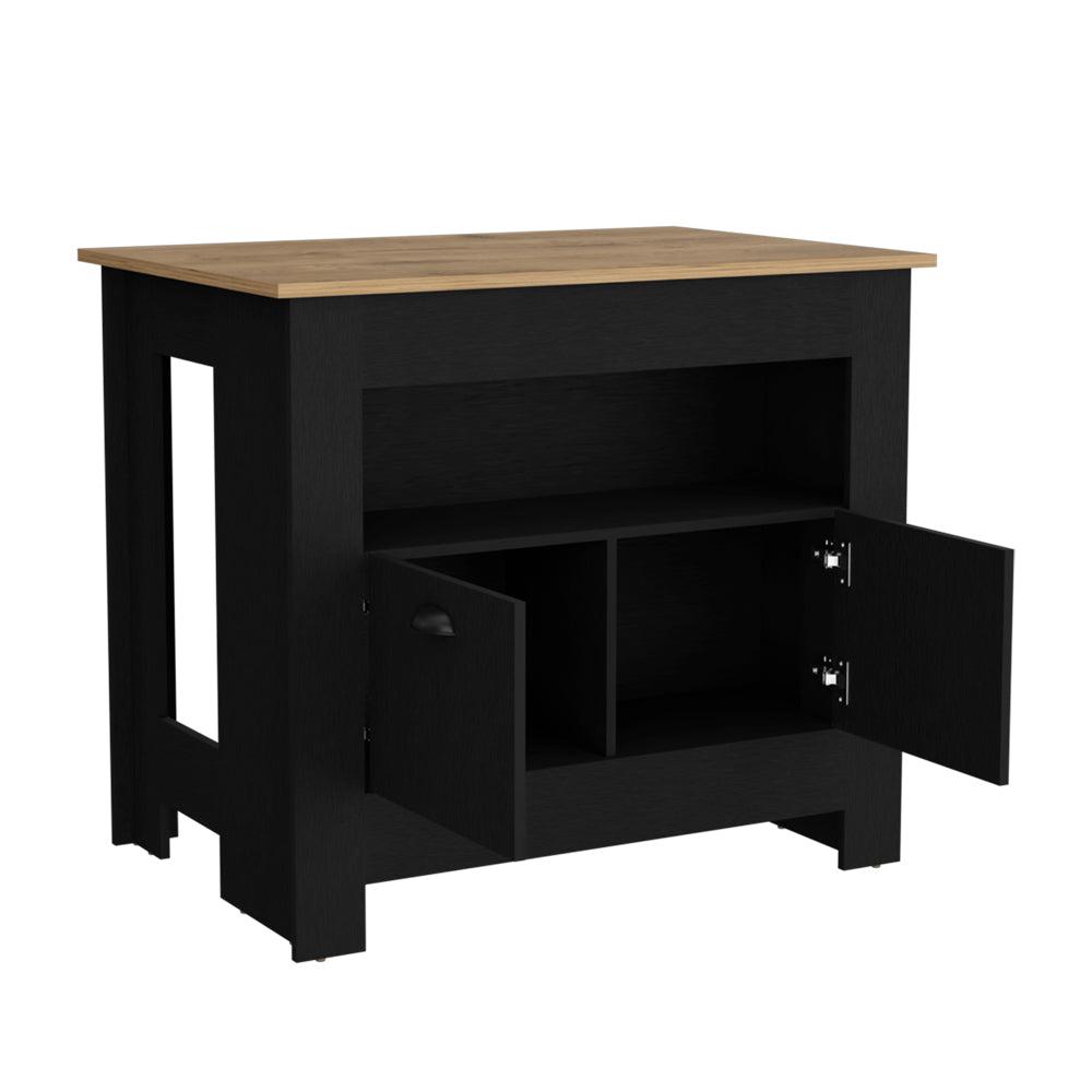 Kitchen Island Geneva, Kitchen, Black / Macadamia. Picture 4