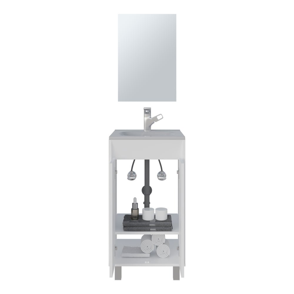Modern Bathroom Vanity with Mirror, 2 Doors, Manufactured Wood Finish. Picture 3
