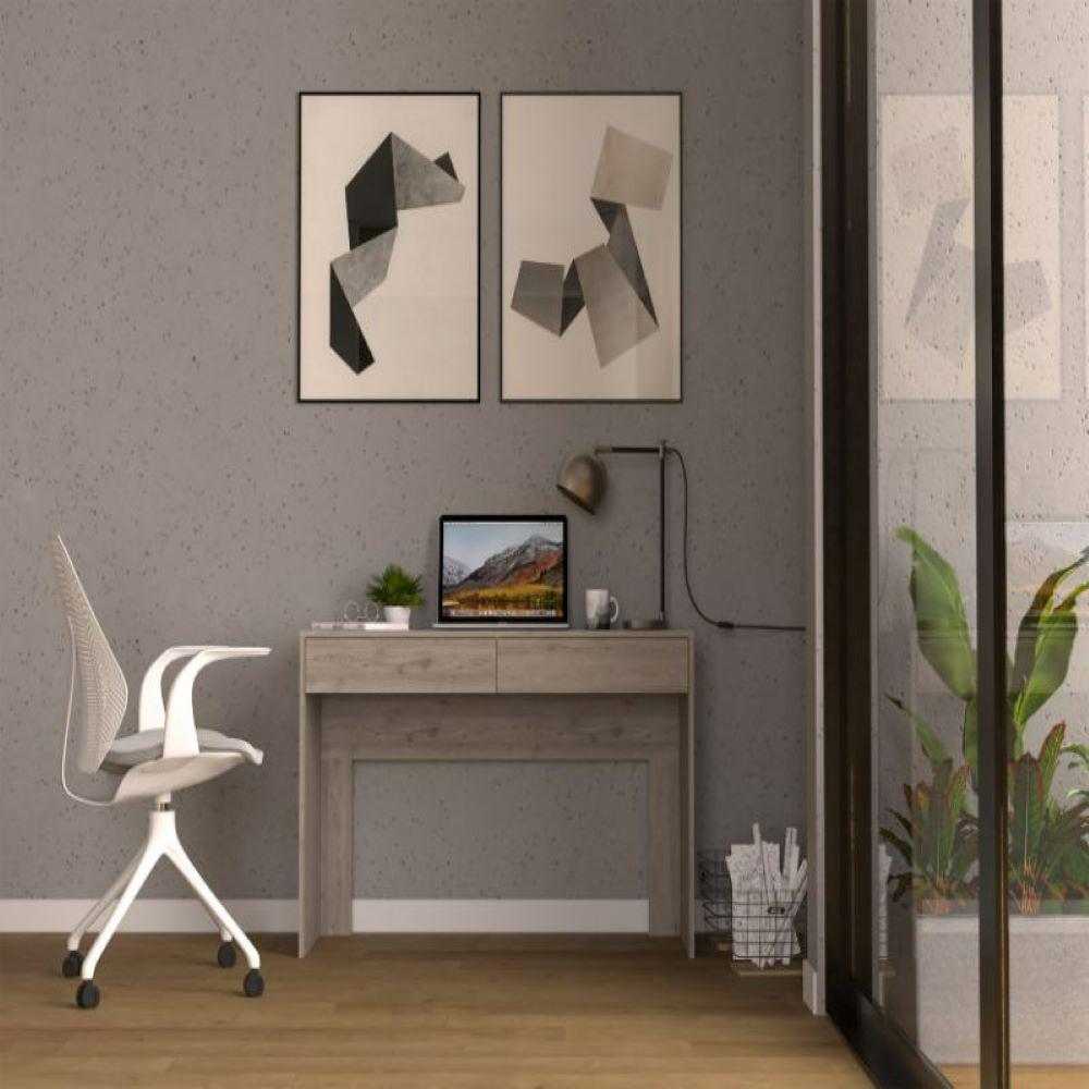 Computer Desk Aberdeen, Two Drawers, Light Gray Finish. Picture 1