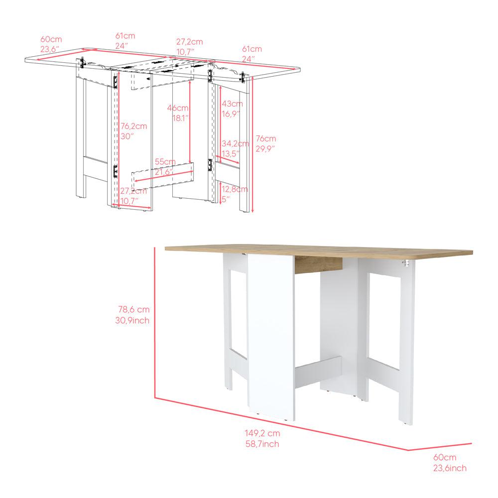 Folding Dining Table Evart, Living Room, White / Macadamia. Picture 7