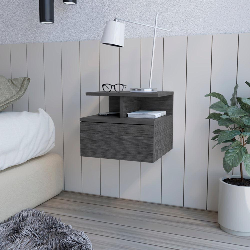 Nightstand Floating Flopini, Bedroom, Smoky Oak. Picture 1