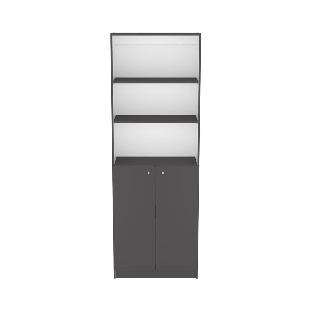 Bookcase Dual-Door Benzoni, Office, Matt Gray / White. Picture 1