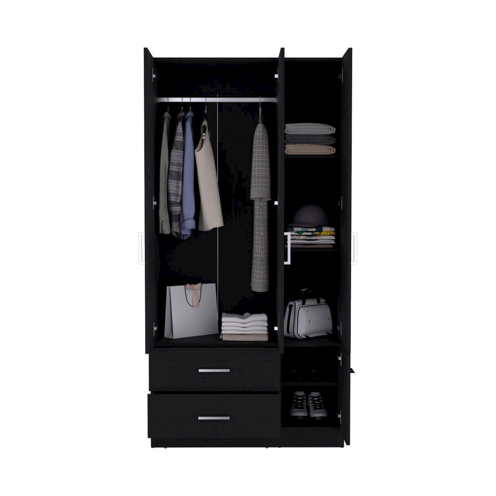 Four Door Armoire Crosby, Bedroom, Black. Picture 4