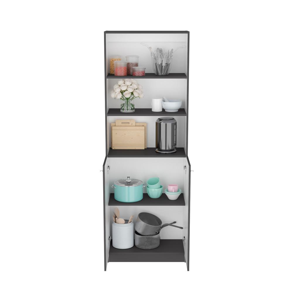 Bookcase Dual-Door Benzoni, Office, Matt Gray / White. Picture 2