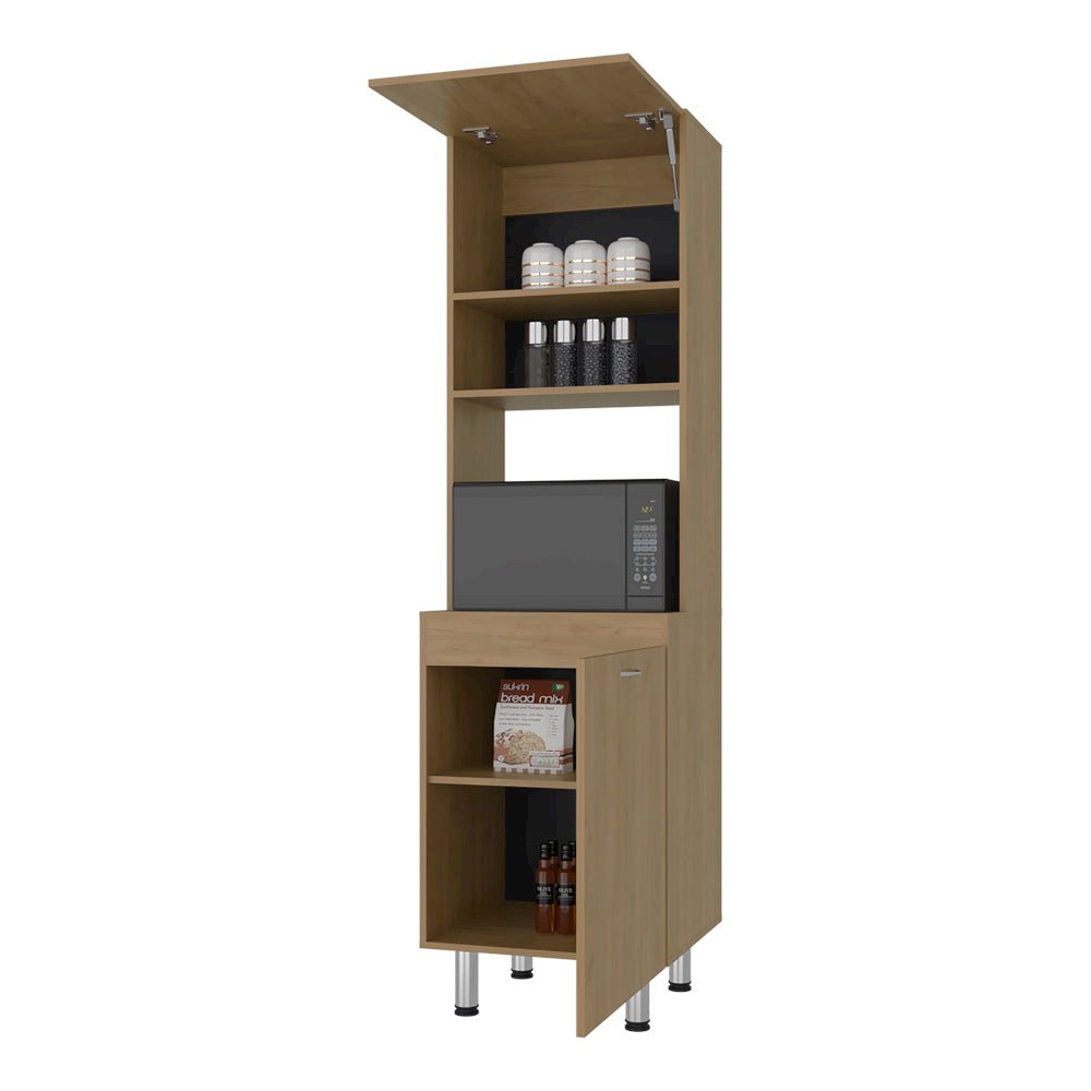 SOHAM Kitchen Pantry Cabinet – Tall Storage Unit, Beige Manufactured Wood Finish. Picture 8