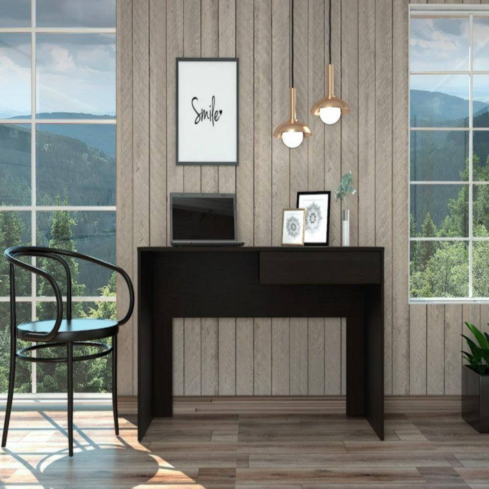 Computer Desk Harrisburg, One Drawer, Black Wengue Finish. Picture 1
