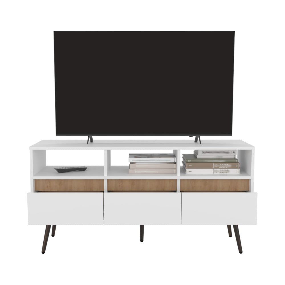 Shickshinny Tv Stand ,Living Room, White/Light Oak. Picture 2