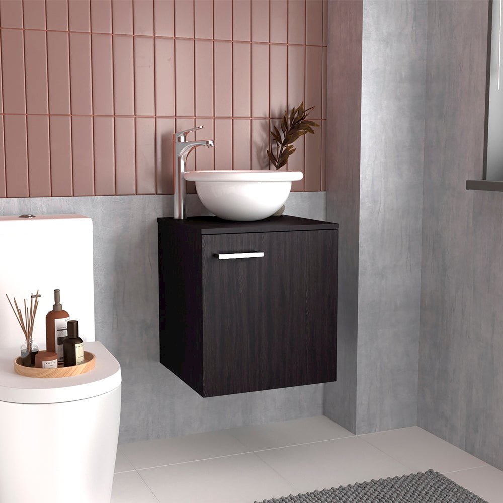 Vanity Sink, Wall-Mounted Bathroom Cabinet with Door and Basin, Compact Design. Picture 2