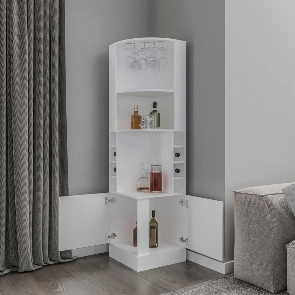 Corner Bar Cabinet Cleveland Eco, Living Room, White. Picture 2
