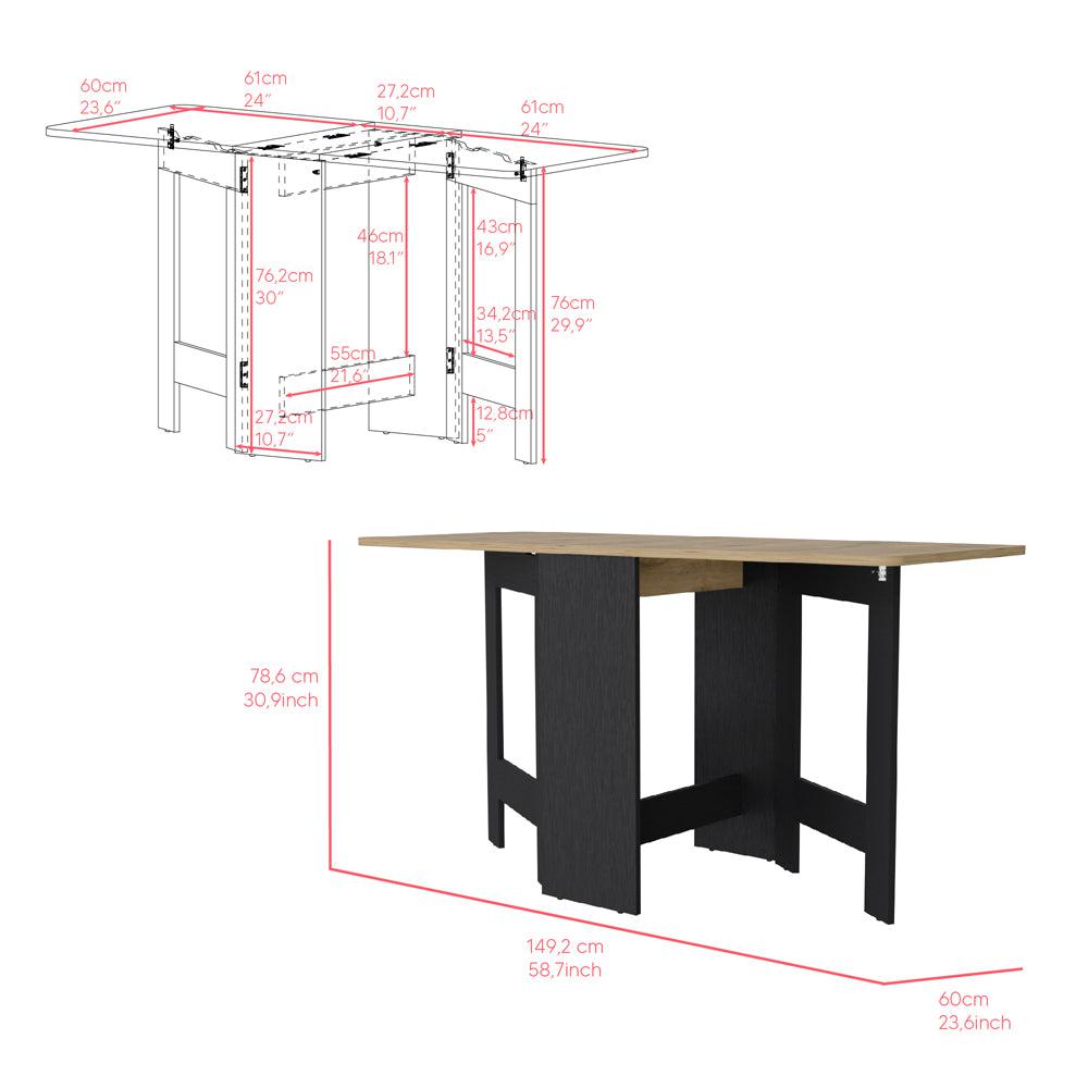Folding Dining Table Evart, Living Room, Black / Macadamia. Picture 7