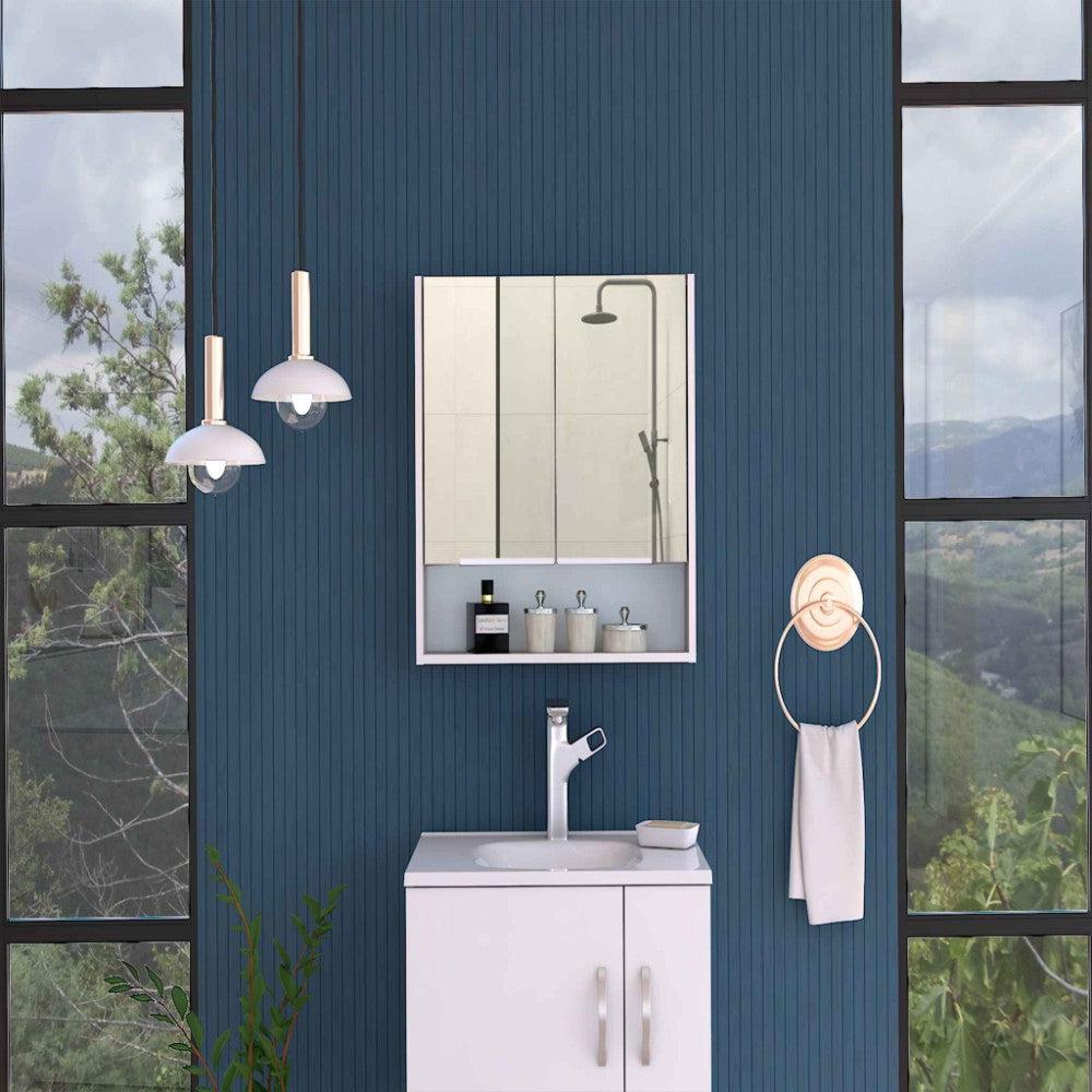 Medicine Cabinet with Mirror Lexington,Three Internal Shelves, White Finish. Picture 1