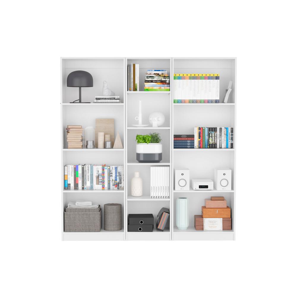 Trues 3 Piece Living Room Set with 3 Bookcases, White. Picture 1