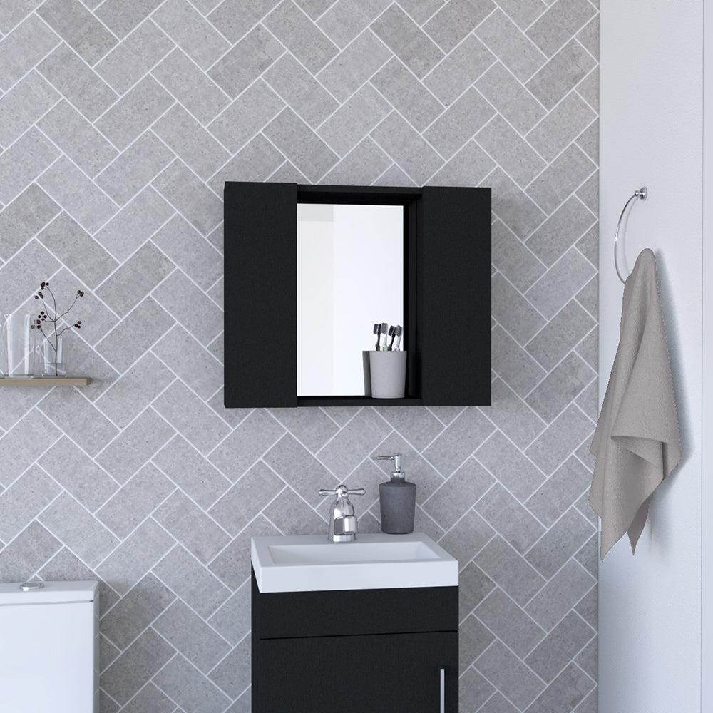 Medicine Cabinet Hops, Double Door, Mirror, Black Wengue Finish. Picture 1