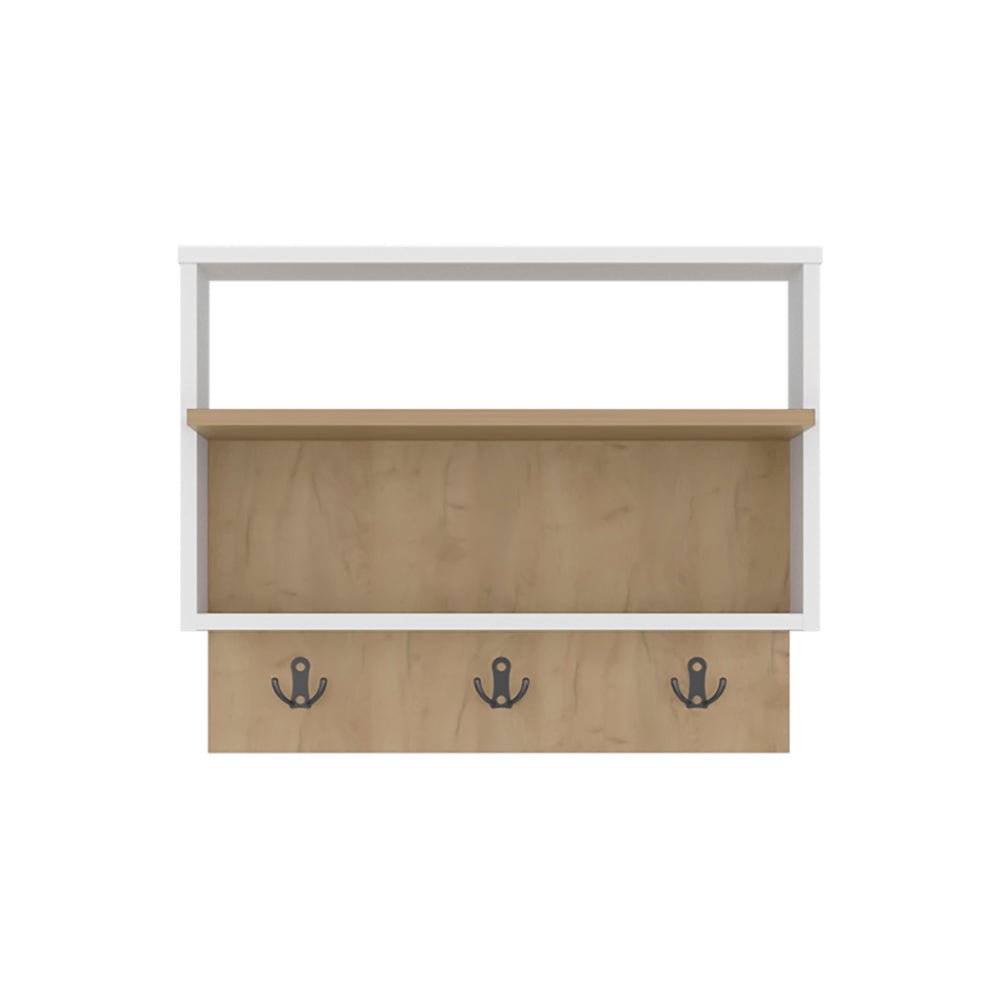Bigler Center, Modern Wall Shelf with Hooks, Stylish Entryway or Living Room. Picture 1