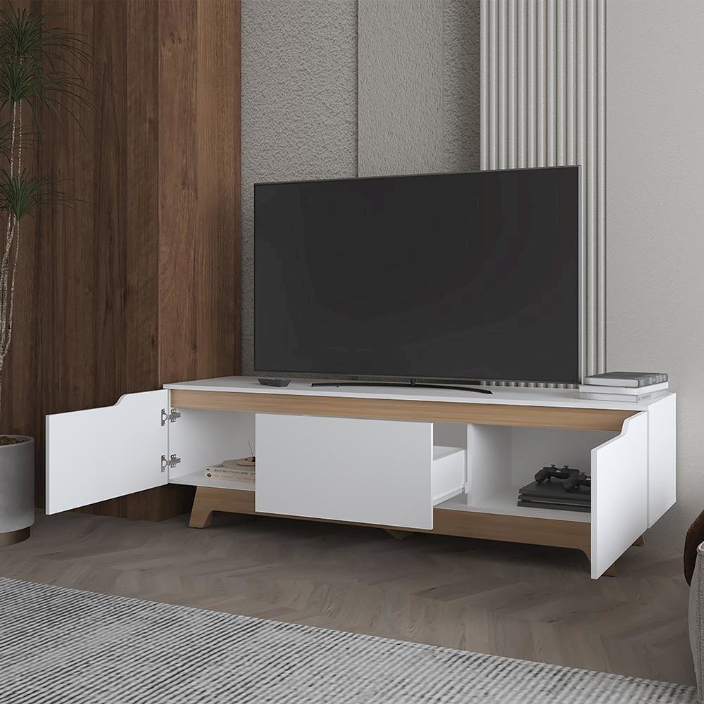 Yukon Tv Stand, Living Room, White / Macadamia. Picture 5