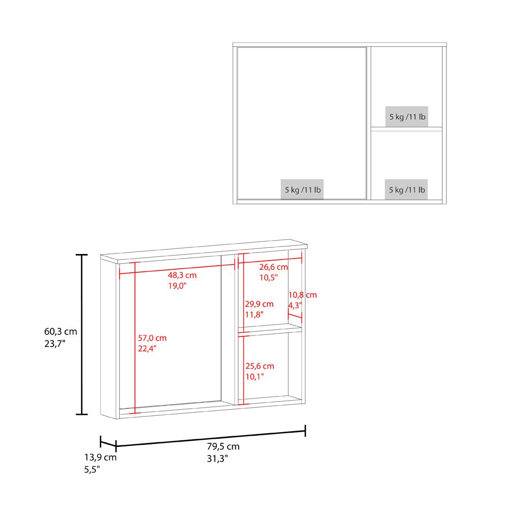 Irwin Modern Medicine Cabinet with Mirror – White Manufactured Wood Finish. Picture 4