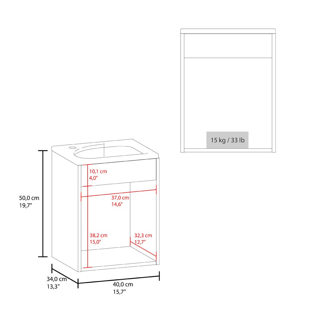 Vanity Sink, Modern White Bathroom Cabinet with Storage, Compact Wall-Mounted. Picture 6