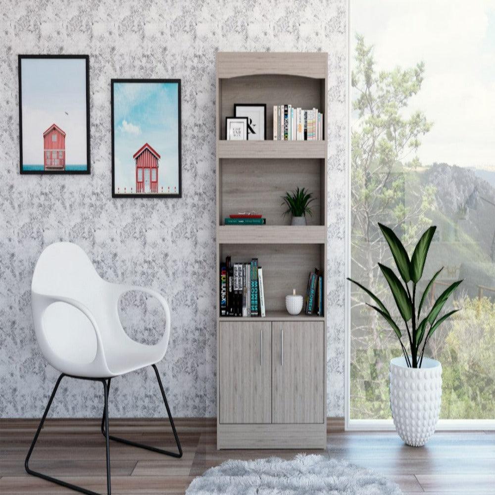Bookcase Denver,Metal Hardware, Light Gray Finish. Picture 1