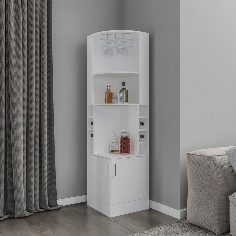 Corner Bar Cabinet Cleveland Eco, Living Room, White. Picture 3