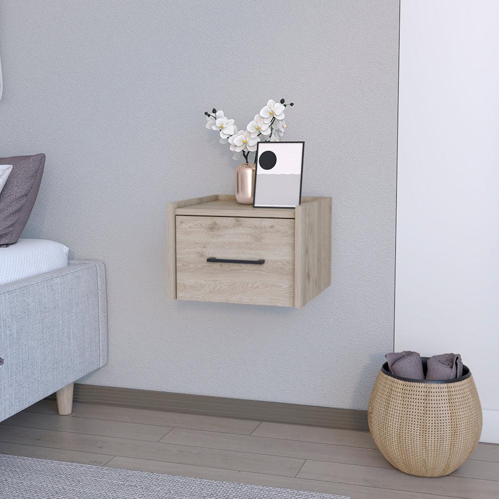 Floating Nightstand Calion, Bedroom, Light Gray. Picture 6