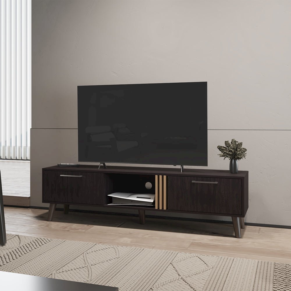 Altoona Tv Stand , Living Room, Black/Light Oak. Picture 5