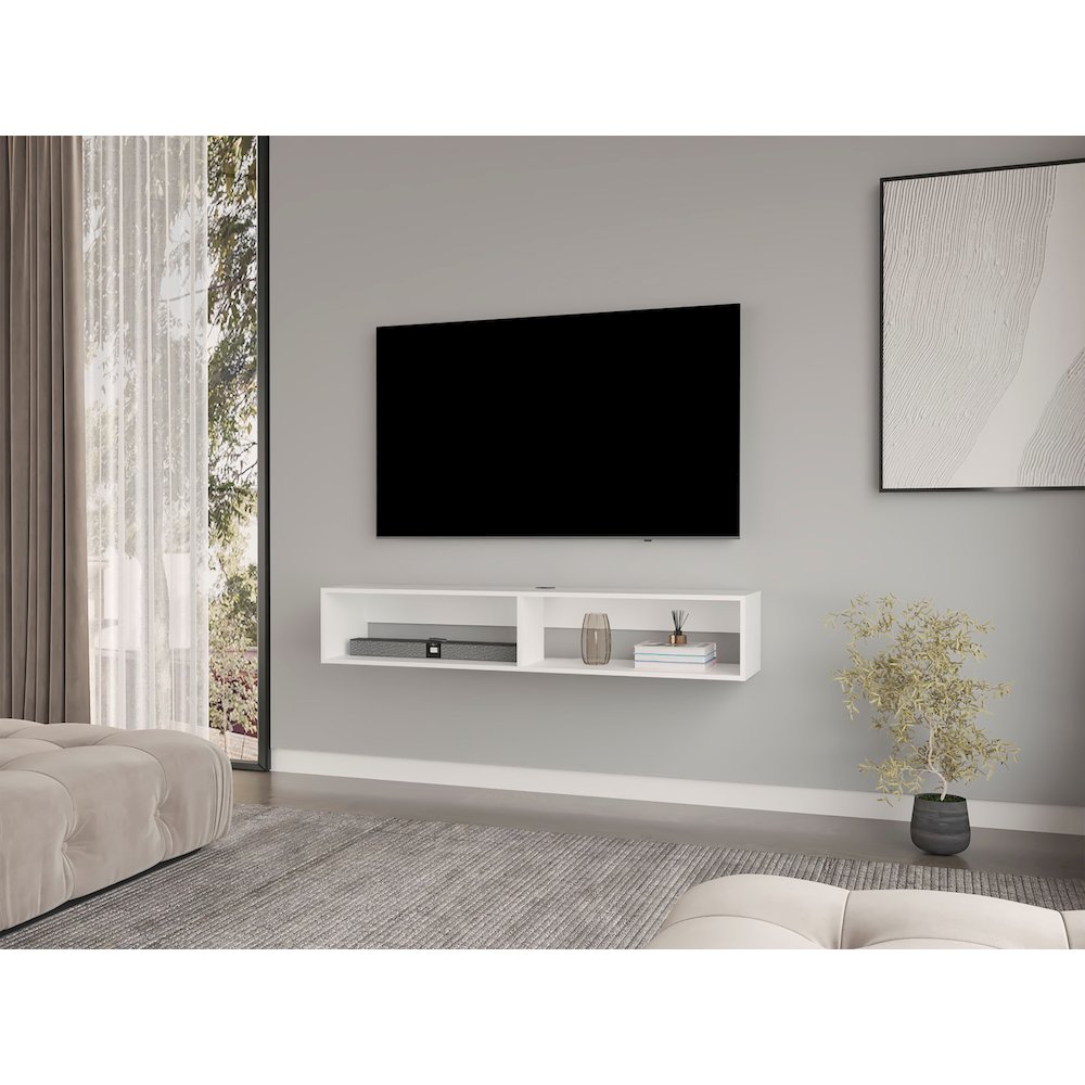 Floating Tv Stand Moore, Living Room, White. Picture 7