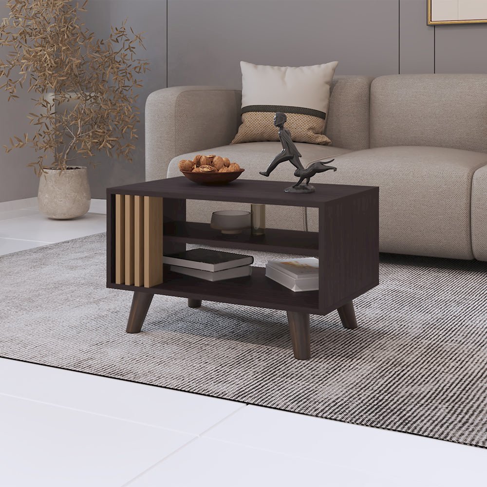 Coffee Table Kronos Wengue, Modern Living Room Center Table,Open Storage Shelves. Picture 2