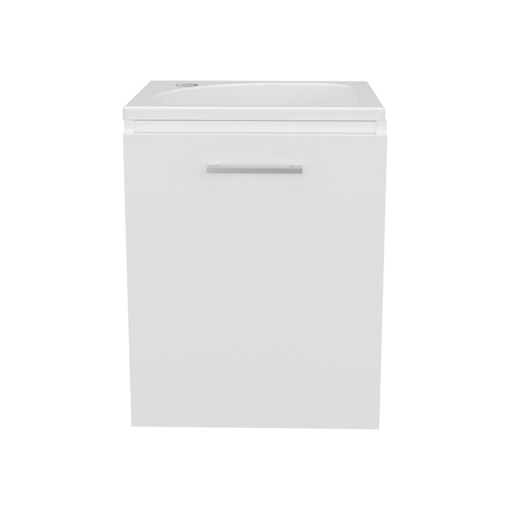 Vanity Sink, Modern White Bathroom Cabinet with Storage, Compact Wall-Mounted. Picture 1