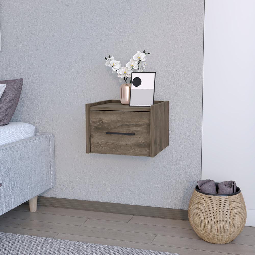 Floating Nightstand Calion, Bedroom, Dark Brown. Picture 6