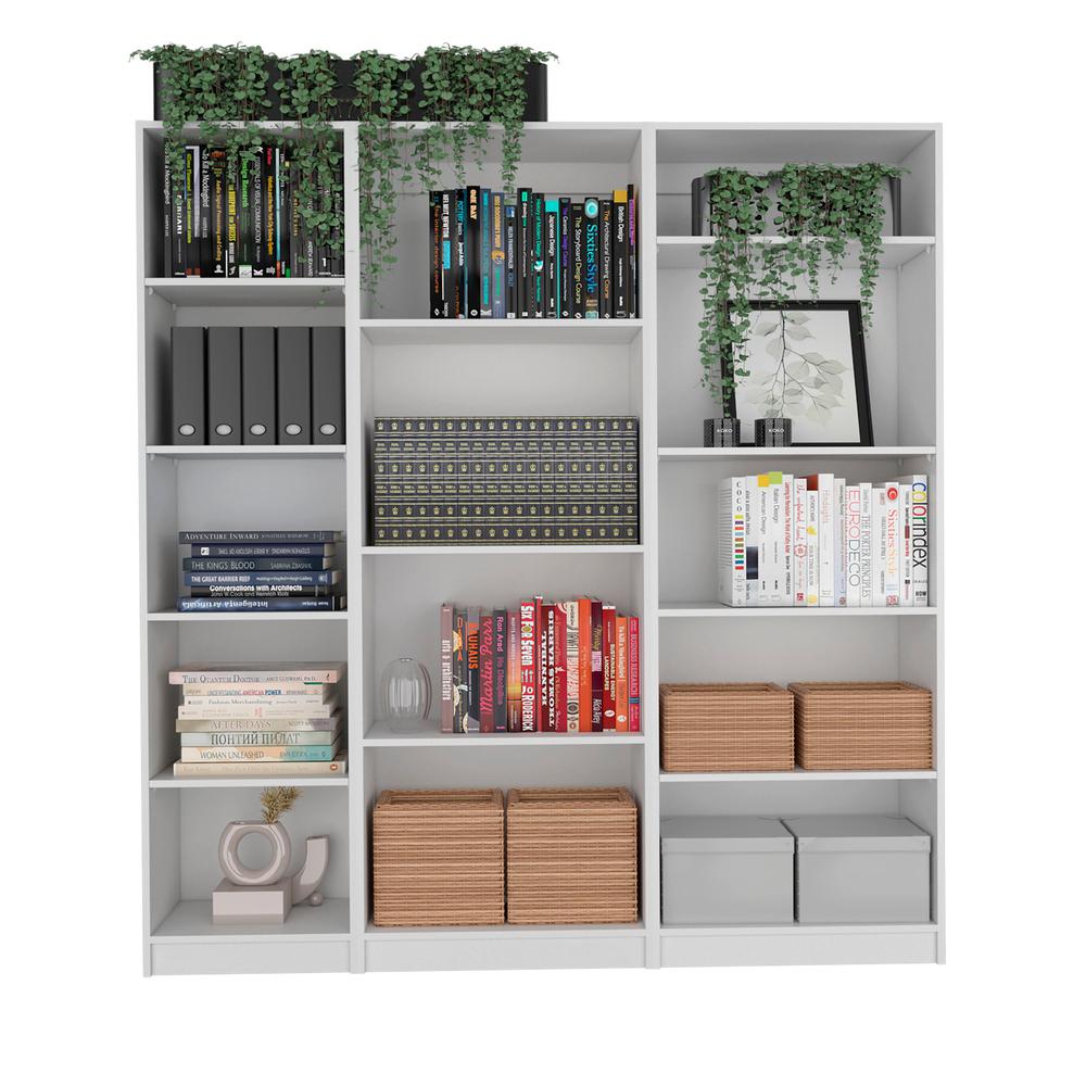 Tuin 3 Piece Living Room Set with 3 Bookcases, White. Picture 1