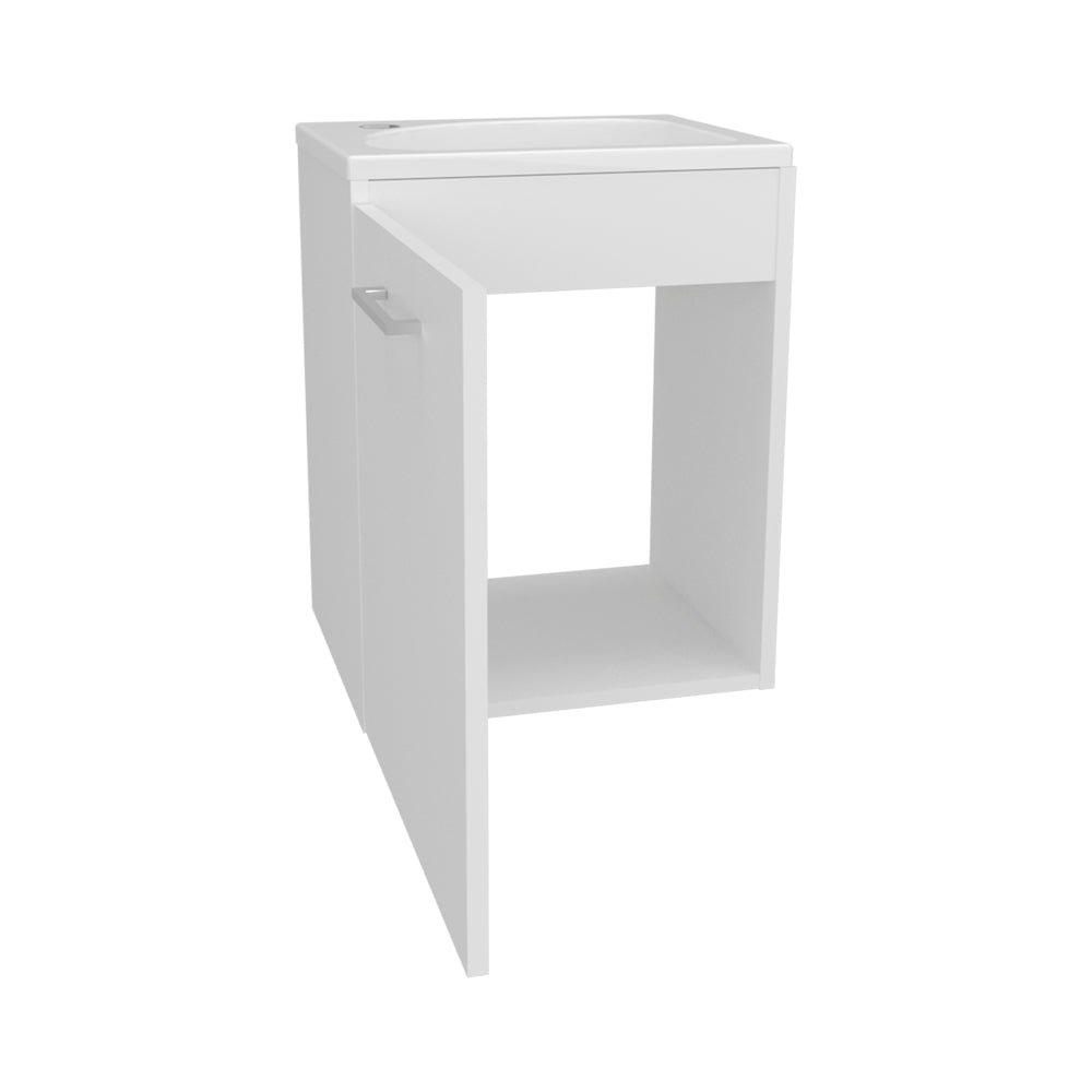 Vanity Sink, Modern White Bathroom Cabinet with Storage, Compact Wall-Mounted. Picture 4