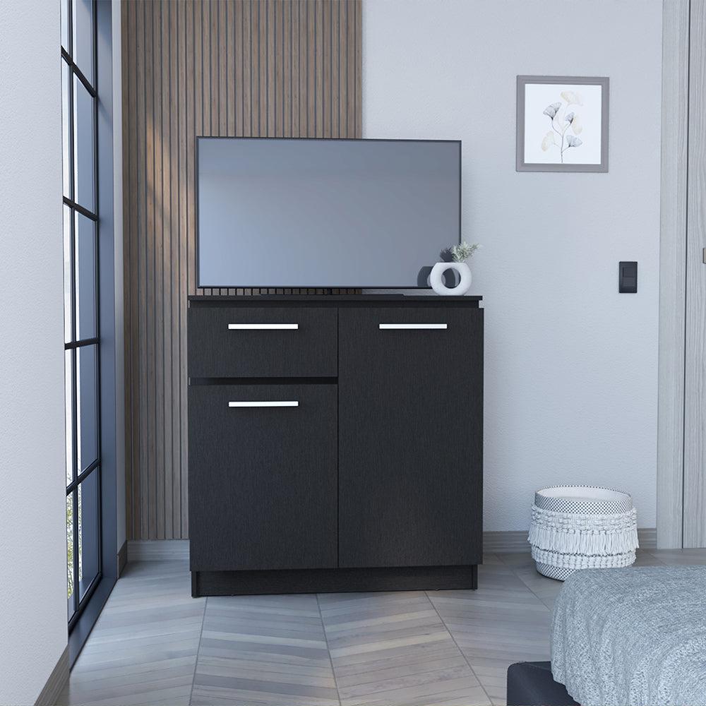 Multi-Functional Dresser Carlin with  Drawers and Top Surface as TV Stand, Black. Picture 1