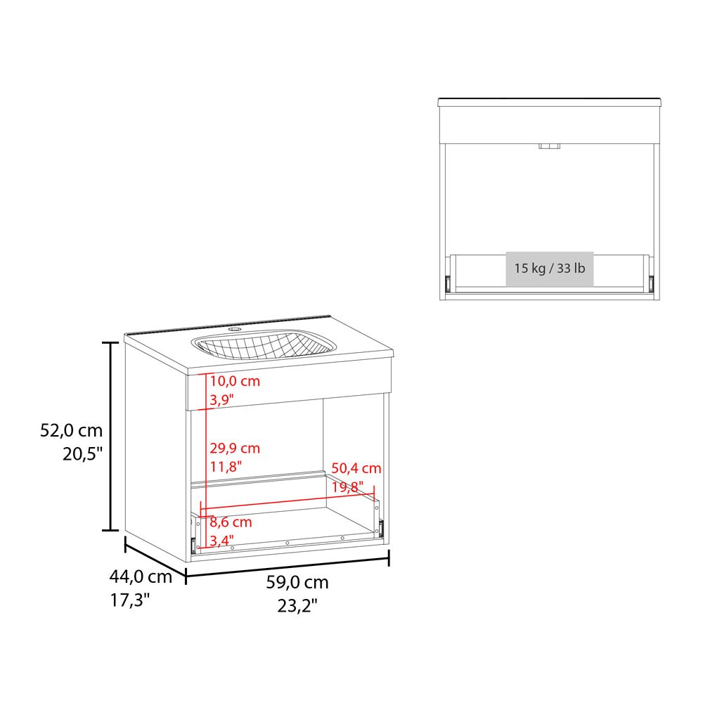 Arequipa Hatta Bathroom Vanity Kronos – Modern Floating Sink Cabinet. Picture 6