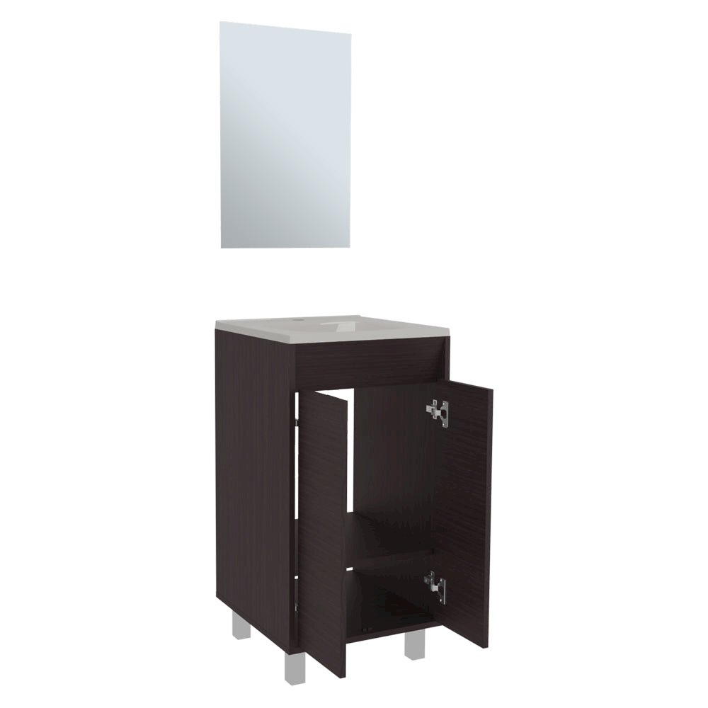 Modern Bathroom Vanity with Mirror, 2 Doors, Manufactured Wood Finish. Picture 4