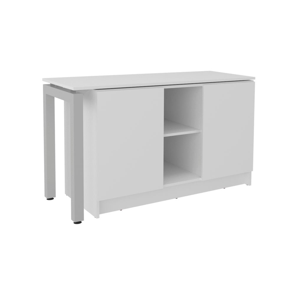 Desk Nova, Rotating L-Shaped Desk with Storage Cabinet, 2 Doors, 4 Open Shelves. Picture 3