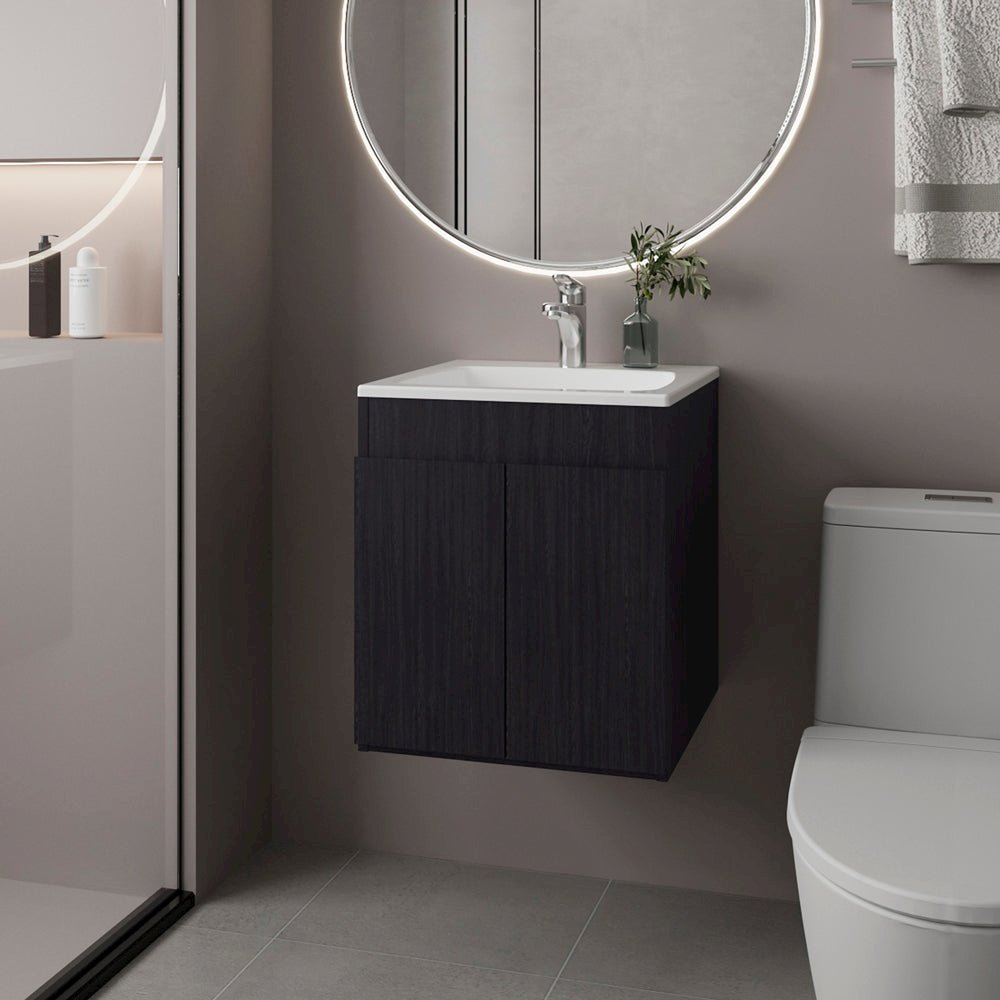 Dublin Vanity Kronos, Modern Floating Black Wood Cabinet , Wall Mounted. Picture 2