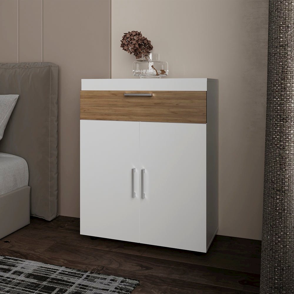 Moab Shoe Rack, Living Room, White/Macadamia. Picture 2