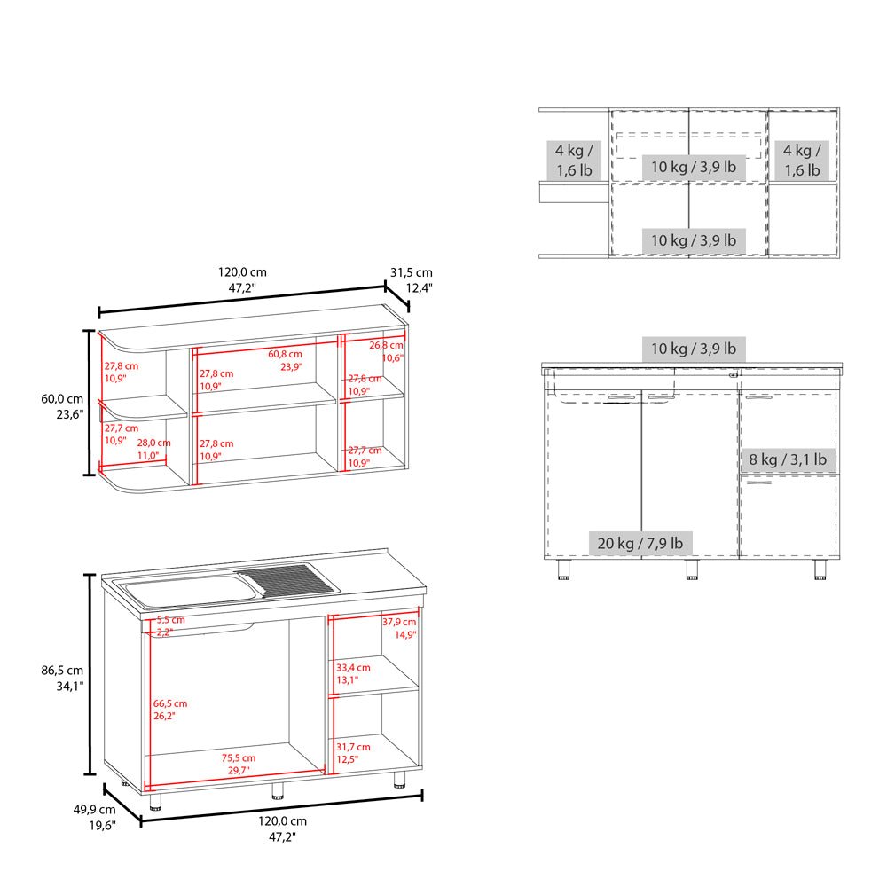 Gallup Sink Kitchen Cabinet, Compact Design with Storage and Sink. Picture 5