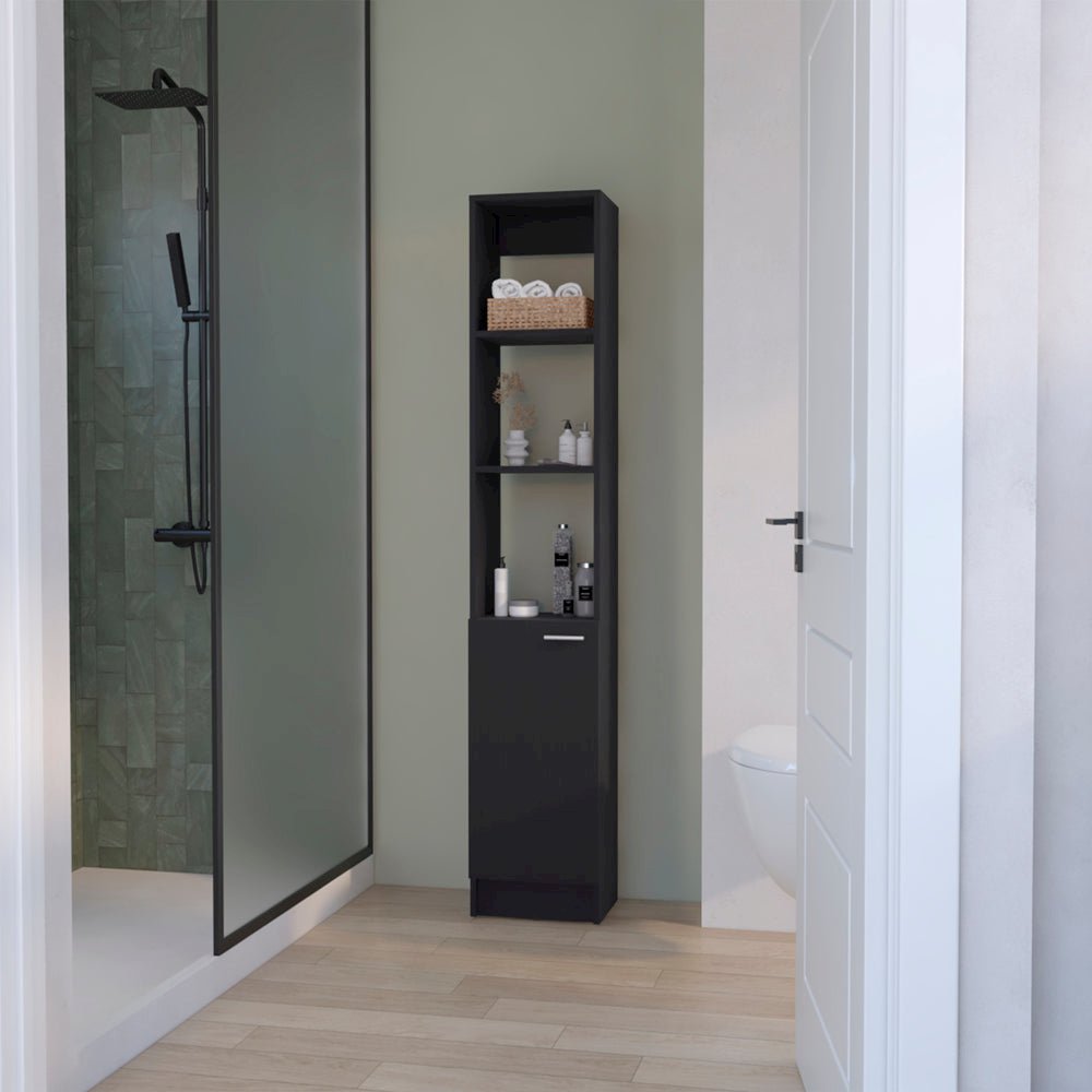 Linen Cabinet Marion, Bathroom, Black. Picture 2
